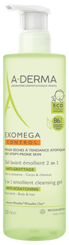 A-Derma EXOMEGA CONTROL Гель для тела и волос 2 в 1, 500 мл