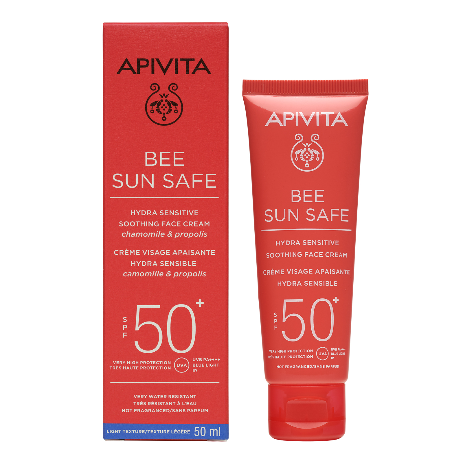 APIVITA БИ САН СЭЙФ Солнцезащитный свежий успокаивающий крем для чувствительной кожи лица SPF50+, 50 мл