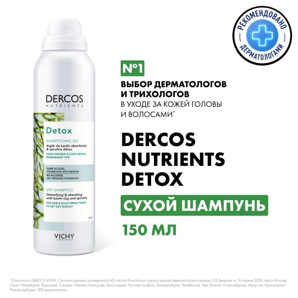 VICHY ДЕРКОС Nutrients Detox Сухой шампунь, 150 мл