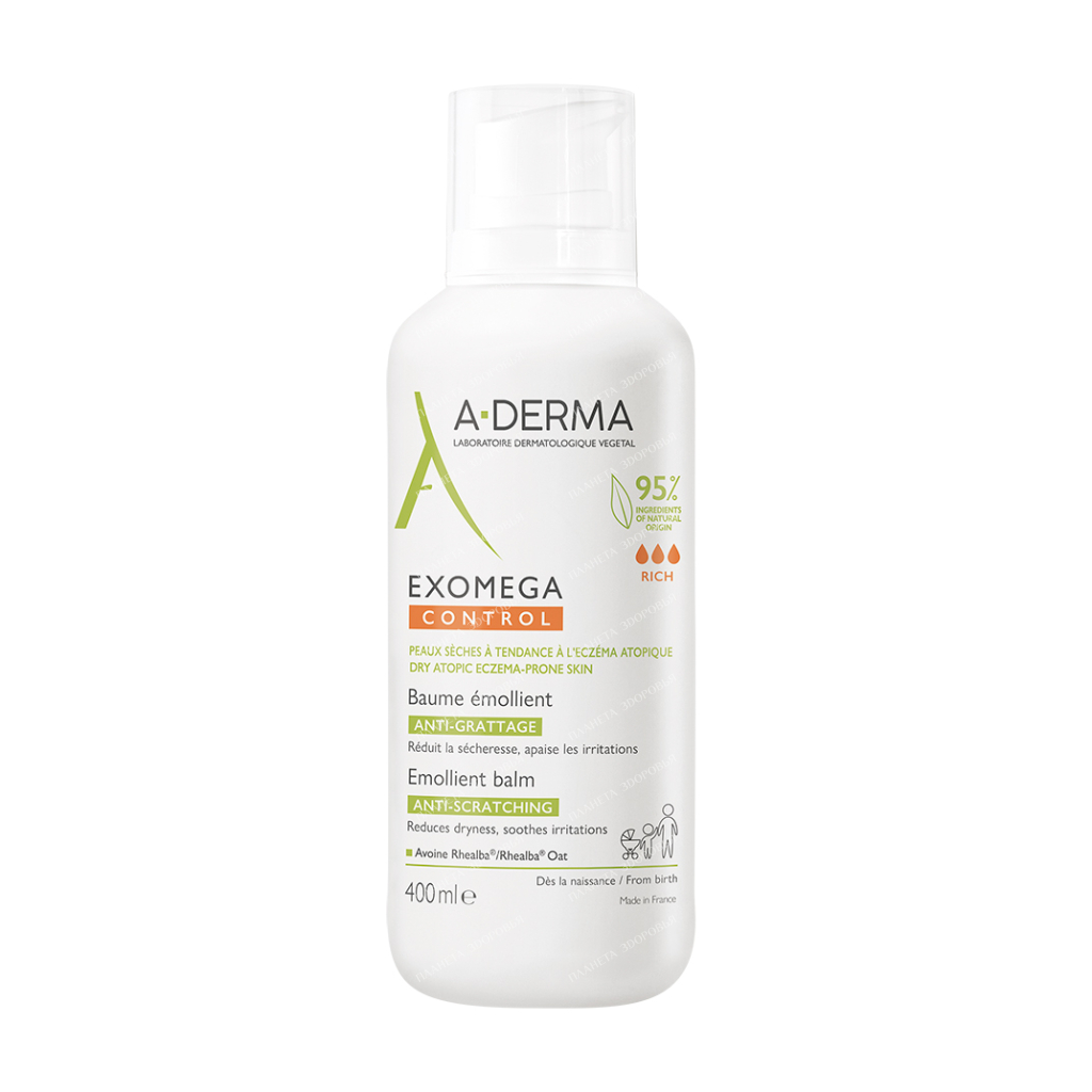 A-Derma EXOMEGA CONTROL Смягчающий бальзам для лица и тела, 400 мл